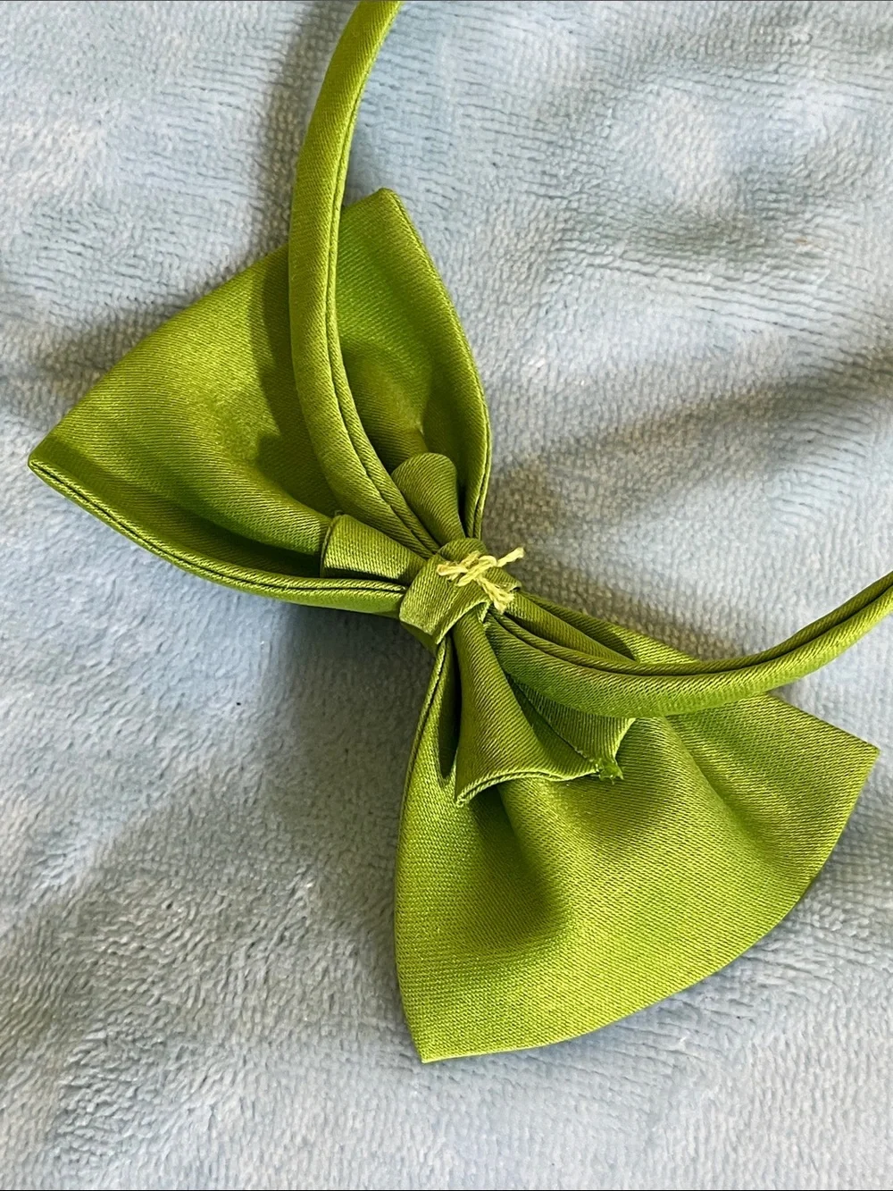 Green Satin Bow Tie AND Black & White Decorative Hook For Dog Leash